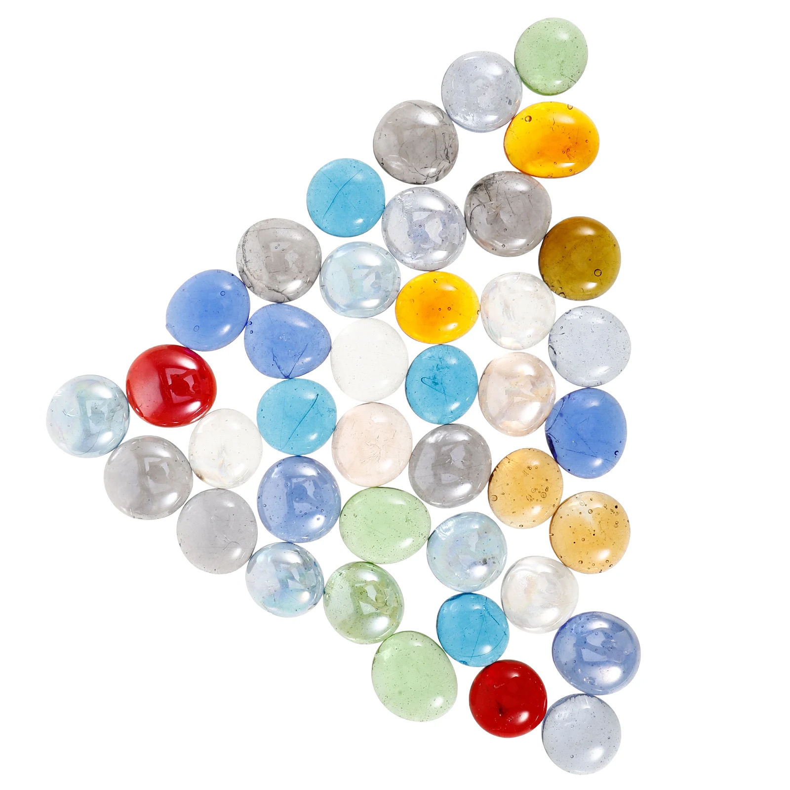 

1 Bag Glass Gemstone Decorative Flat Beads Colorful Mixed Glass Pebbles Fish Tank Vase Landscape Bead Rocks Small Flat Beads