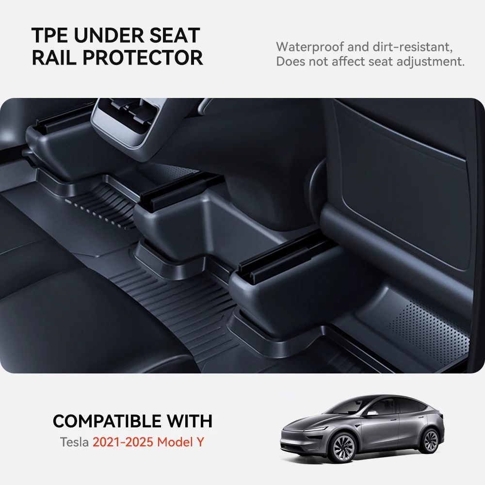 YZ For Tesla Model Y Juniper 2021-2025 TPE PP Under Seat Corner Guard Seat Slide Rails Protector Cover Anti-Kick Decor Flocking