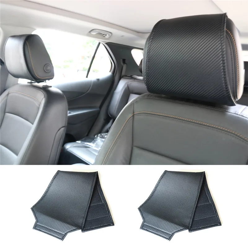 

Car Accessories Headrest Cover Carbon Fiber Texture Head Pillow Pillowcase Auto Universal Parts Leather Fabric Material