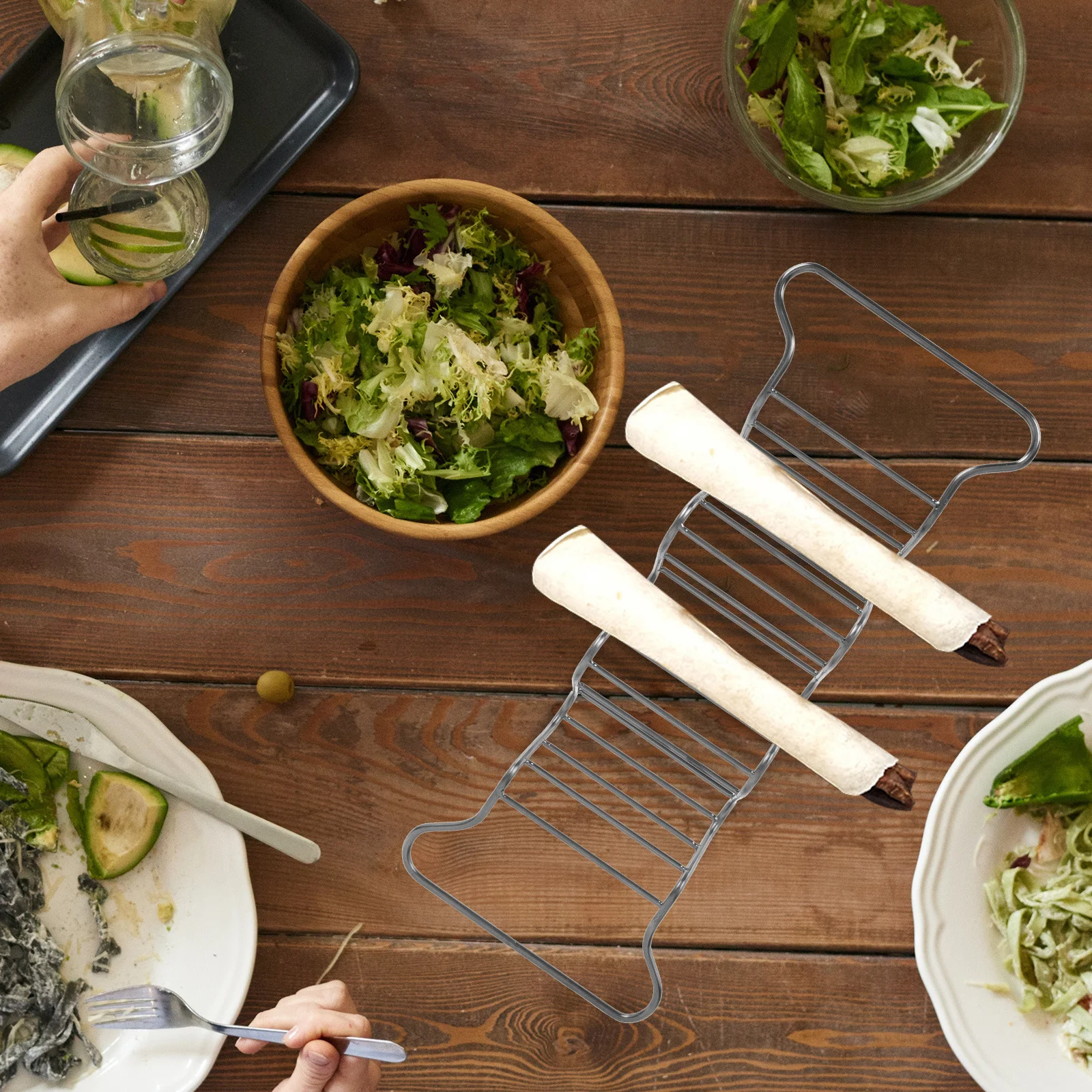 

1Pcs Stainless Steel Taco Holder Stable Non-Breakable Burrito Rack Pancake Stand for Hotel Bakery Taco Holder Pancake Rack