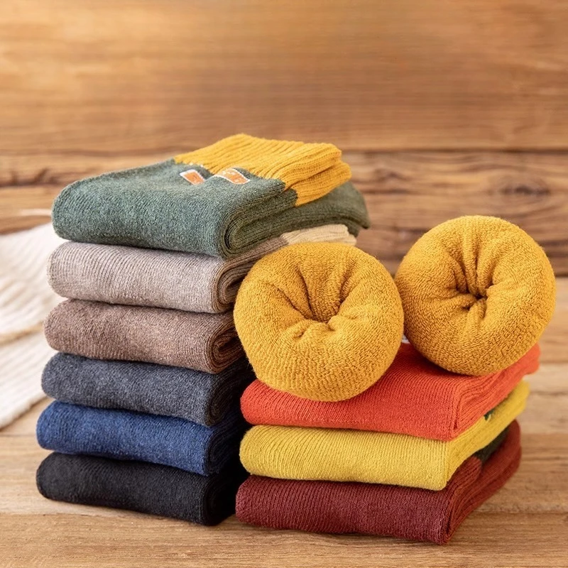 10 Paar Winter-Herrensocken aus Plüsch, dick, mittellang, für Wärme, antibakteriell, schweißabsorbierend, geruchsdicht, Freizeitsocken