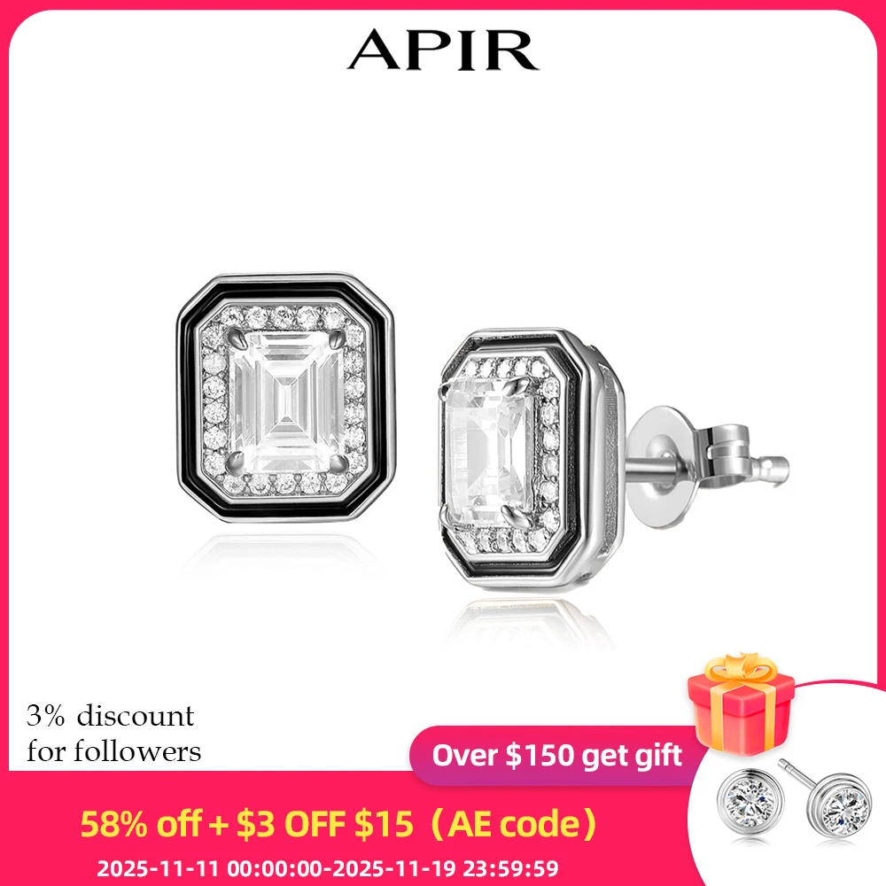 

APIR Claw Inlaid Grandmother Cut 5A Square Zircon Stud Earrings Rose Gold Fashion Temperament Luxury Earrings Woman Jewelry Gift