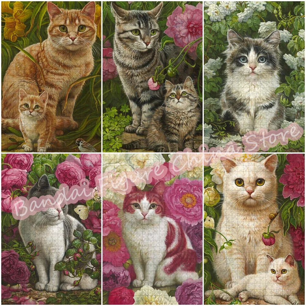 Cat Pet Animals Wooden Puzzle 300/500/1000 Pieces Educational Games Children Entertainment Jigsaw Puzzle Christmas Gifts Toys