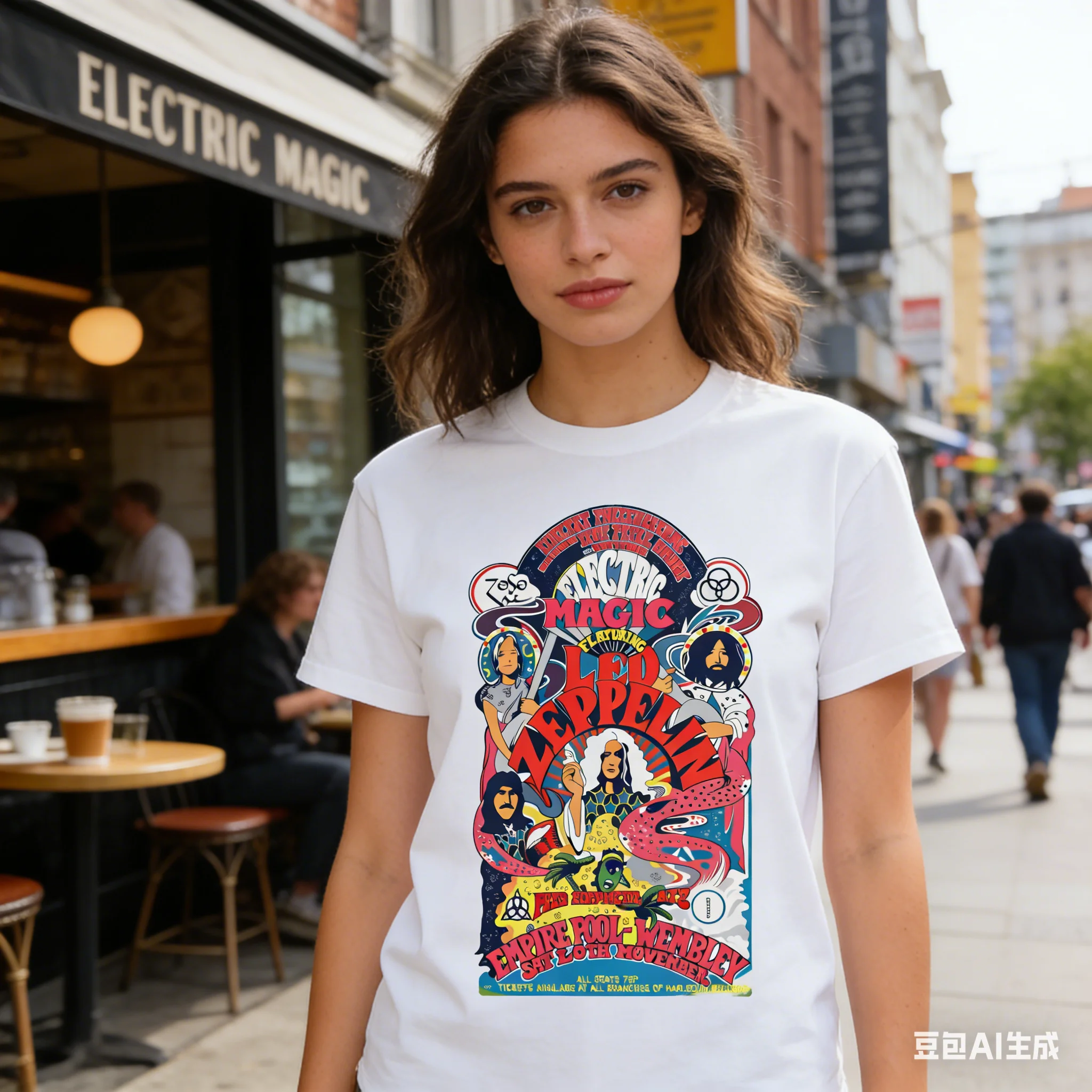 Led Zeppelin Mother Ship T Shirt Multiple Sizes Screen Printing Rock Band Theme Cotton Fabric Summer Streetwear Oversized Cool