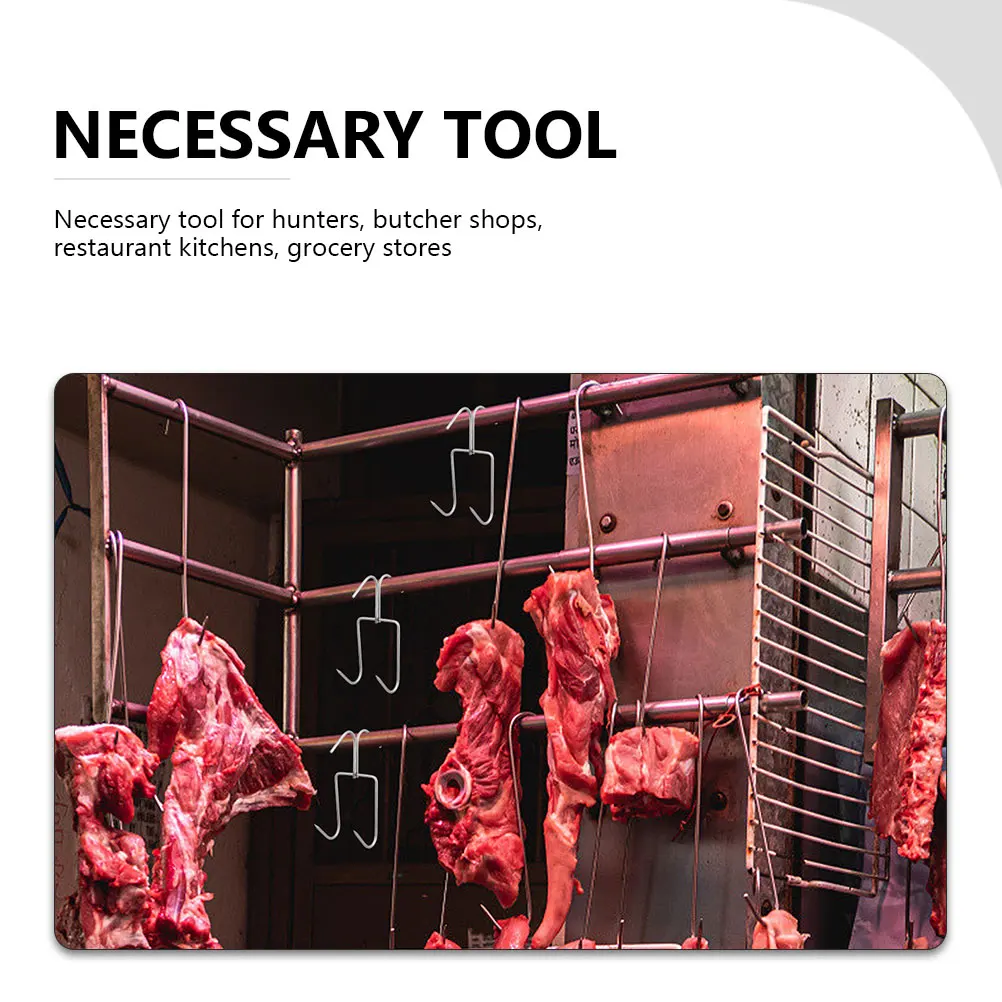 

5Pcs Stainless Steel Meat Hooks Heavy Duty Multi-Purpose Hanging Tool for Butchers Hunter Kitchen Sausage Hanger