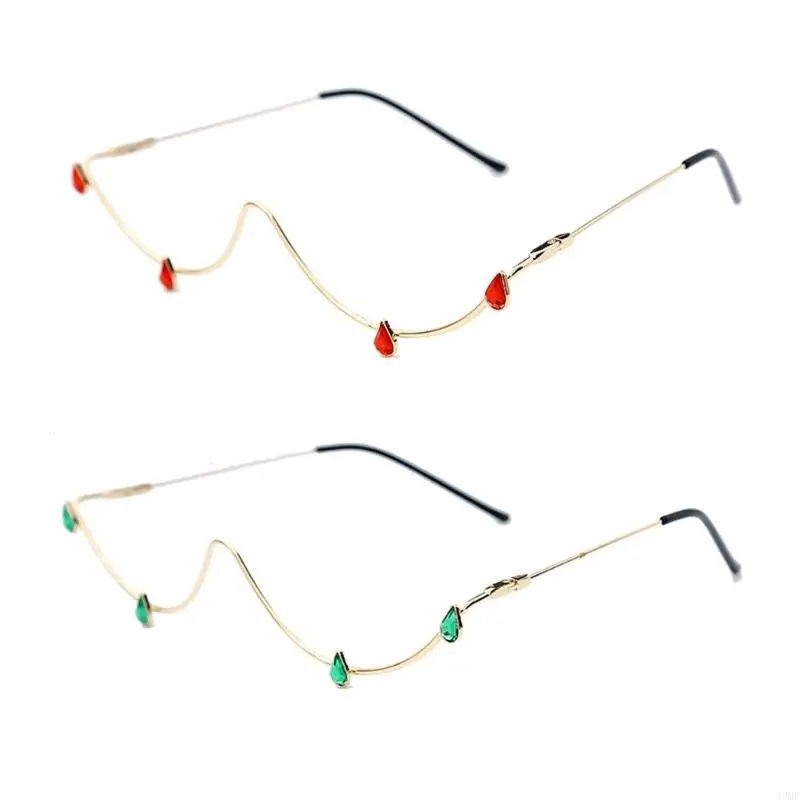 49MF Decorative Rhinestones Eye Glasses Trendy Frame for Travel Stage Unisex