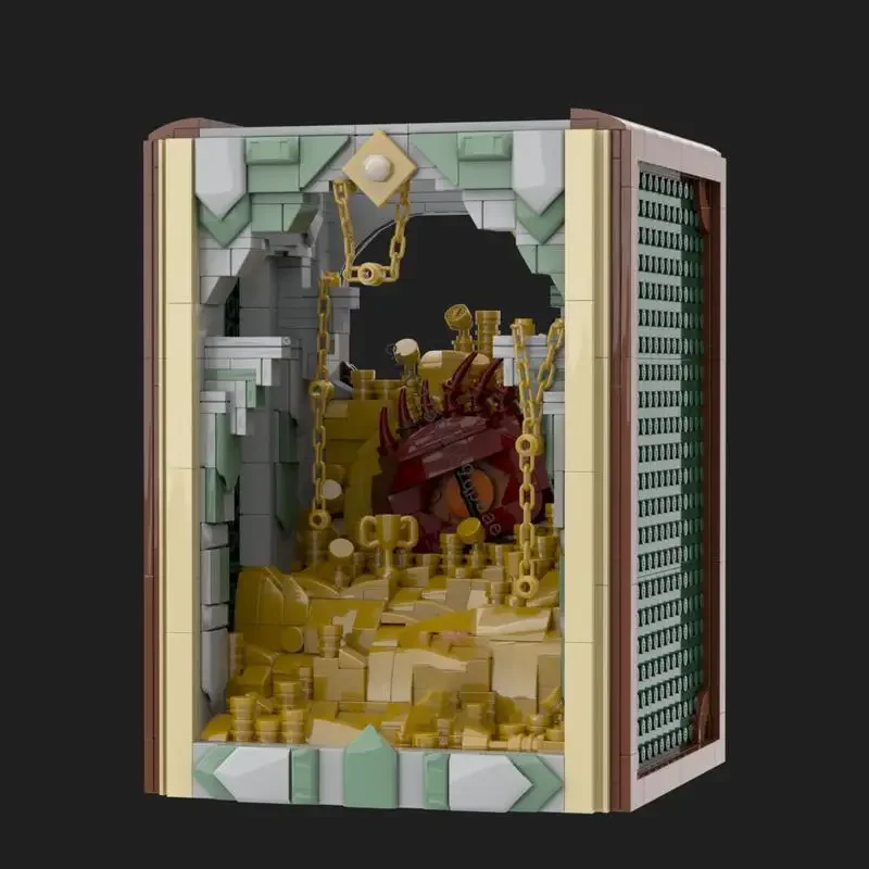 

Новинка, 1514 шт., знаменитая серия фильмов «Кольца», Moc Book Nook Smaugd, модель на заказ, головоломка «сделай сам», креативные идеи, детская игрушка, подарок на день рождения