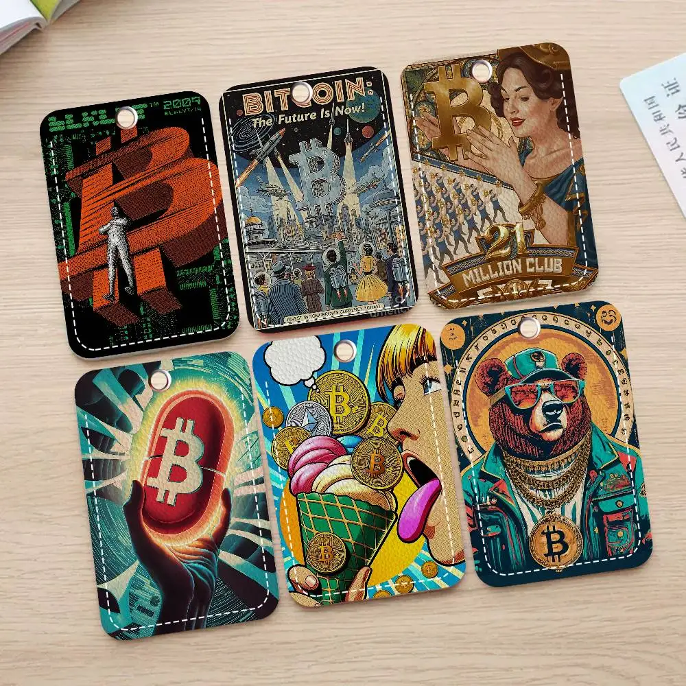 Classic B-Bitcoin Fashion  Card Holders Student ID Card Protective Cover Cases Student Campus Access Cards Key Chain Anti-lost
