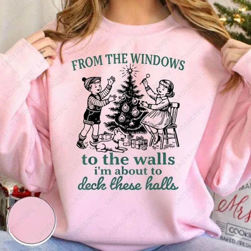 

Из окна в стену, я о делайте, это зала Толстовка Забавный рождественский свитер в стиле ретро Женская рубашка для праздничной вечеринки