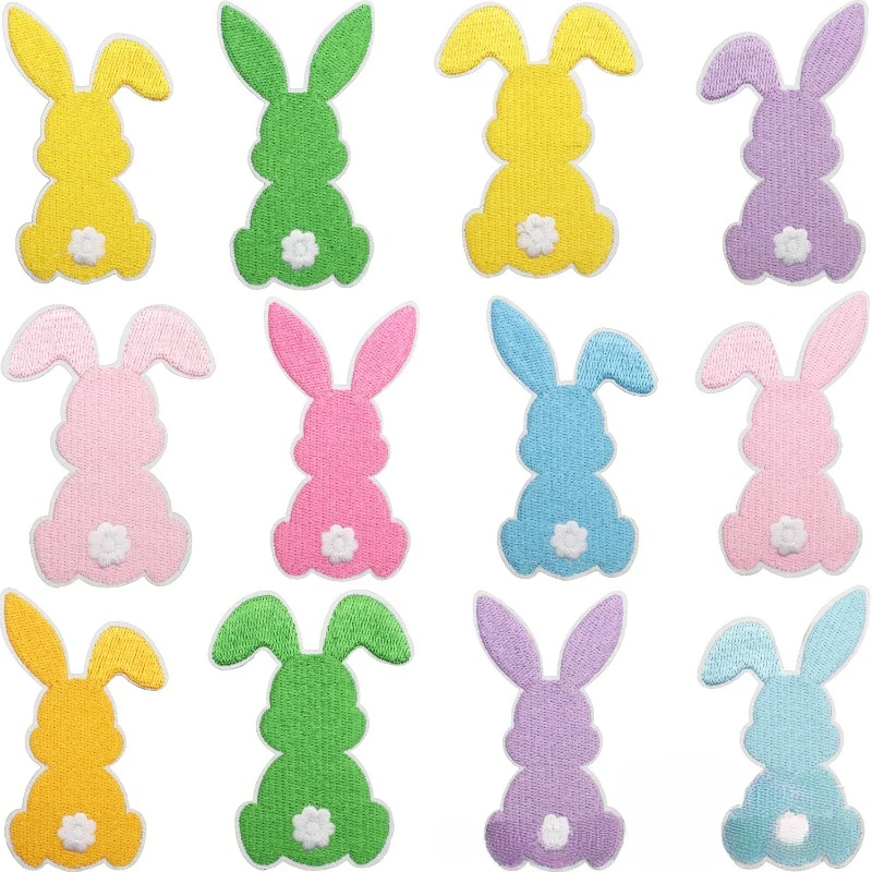 

Easter Colorful Rabbit Bunny Iron-on Embroidered Badge Patch for DIY T-shirt Backpack Clothing Appliques Sticker Medium Size