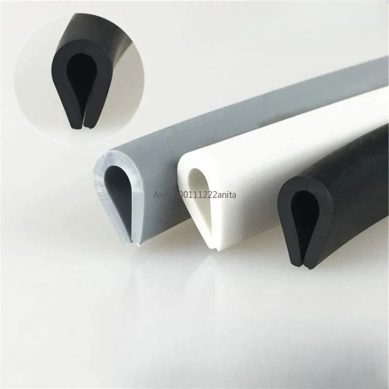 

U-Shape Sealing Strip,Edge Enclosure for 4-6mm Thick Glass,Metal Panel,12x10mm,Collision Avoidance Edge Banding,Grey White Black