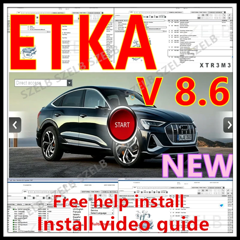 

Newest car repair ETKA 8.6 software Group Vehicles Electronic Parts Catalogue etka 8.6 Multi-Languages for V/W+AU/DI+SE/AT+SKO/D