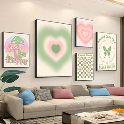 1pc Abstract Floral Heart Mushroom Butterfly Poster Stickers Art Wall Murals Decor Game Room Decor