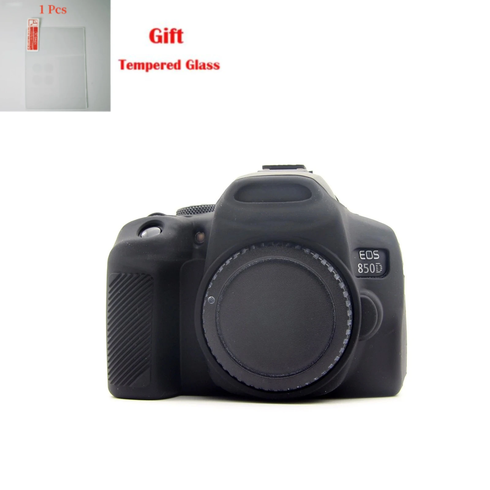 

Soft case camera bag,For Canon EOS 850D SLR camera Silicone Case Body Case silicone sleeve + Tempered Glass LCD Protective Film
