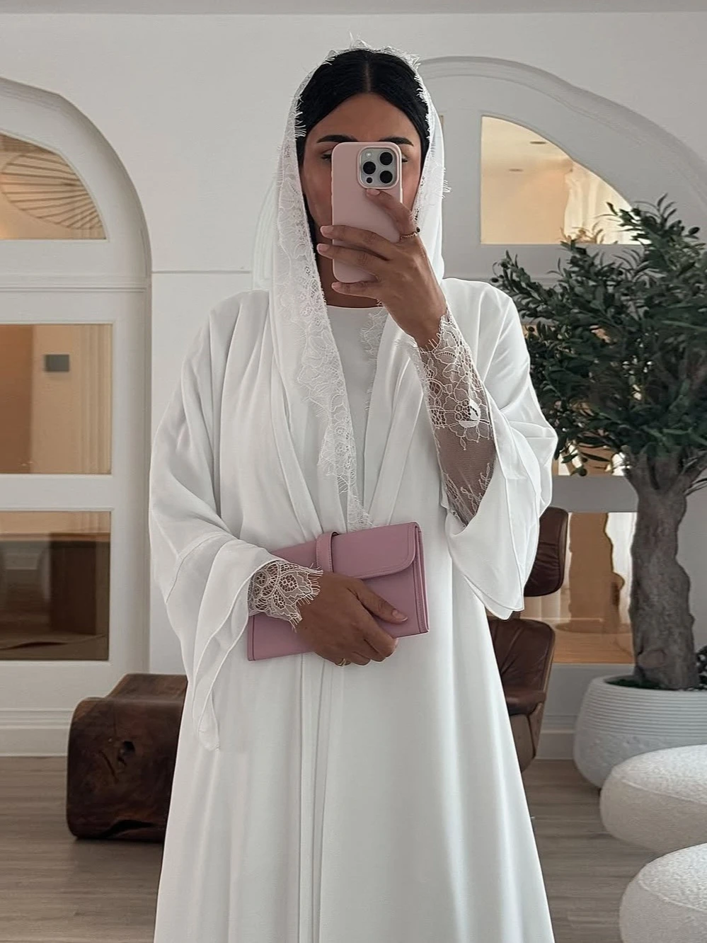 Women Abaya Scarf Lace Sleeve Open Cardigan Dress Dubai Eid Muslim Party Jalabiya Ramadan Abayas Morocco Kaftan Arab Long Robe