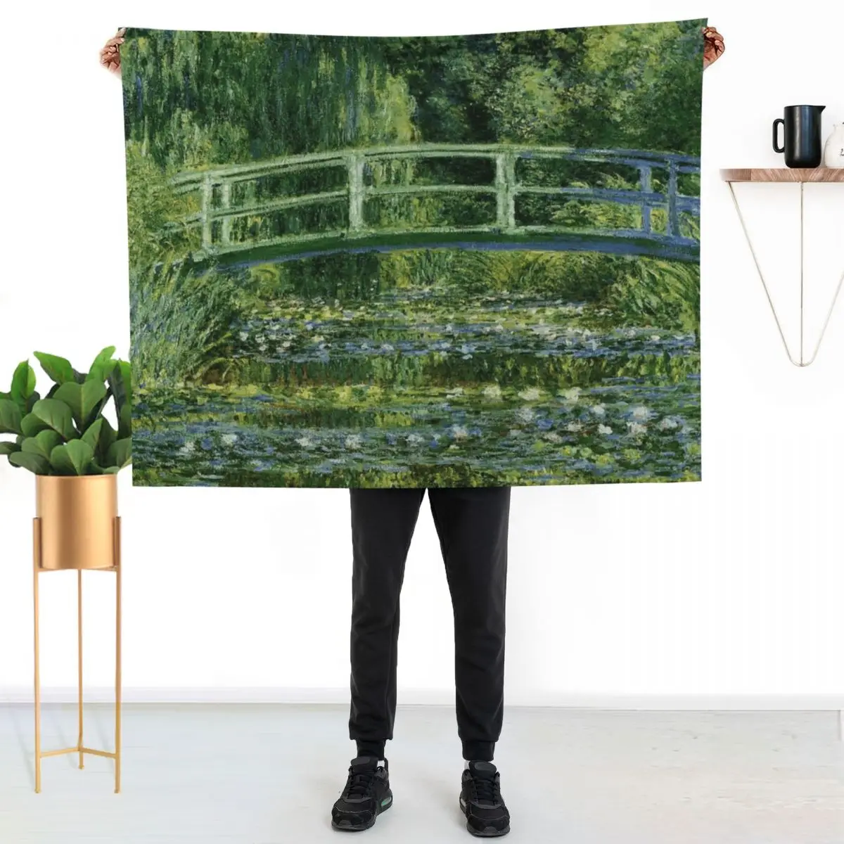 Abstract Bridge And Water Lilies Throw Blanket Thin Warm For Sofa Thin for winter Soft Plush Plaid Extra Large Throw Blankets