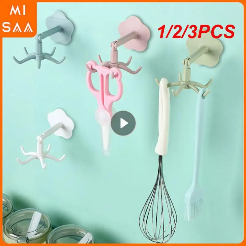 1/2/3PCS 5-claw Hook Kitchen Accessorizes Wall Hanging 360 ° Rotating Universal Hooks Save Space Kitchen Organizer