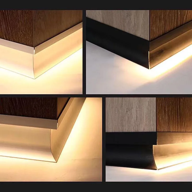 H40/65mm Skirting Line Border Aluminum Profile Embedded Hidden LED Baseboard Wall Corner Decor Linear Light