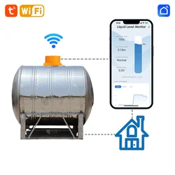 ME201W Tuya App Ultrasonic Wireless Display Controlled Apartments Depth Wireless Gauge Water Tank Level Sensor