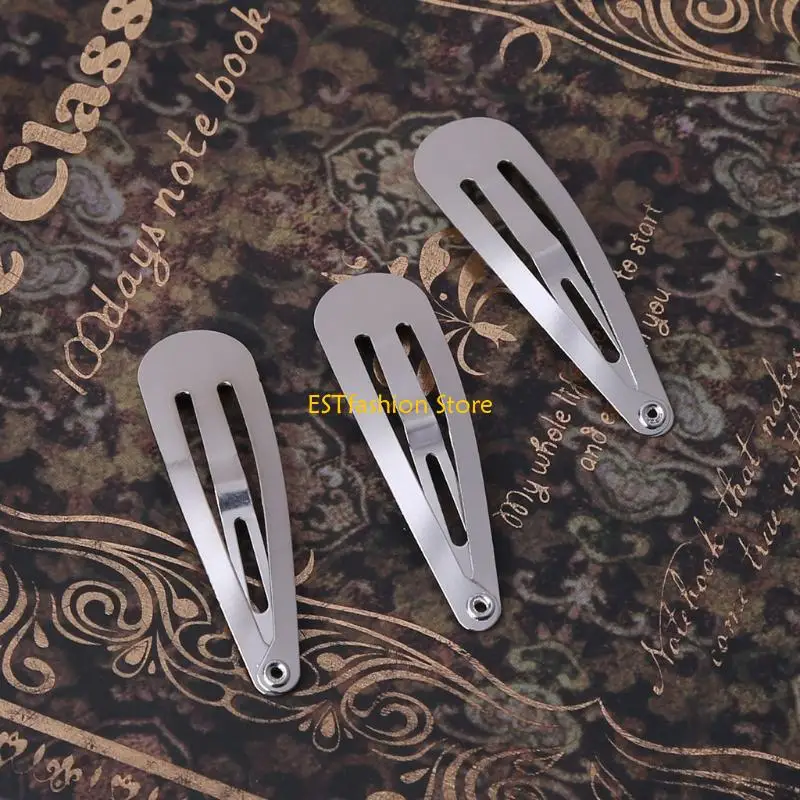 

Y5GC 50pcs Silver Tone Hair Clips Craft Bow Headwear Decoration DIY 4/5/6cm