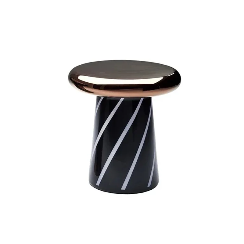 

Nordic modern simple round coffee table, electroplated ceramic mushroom small living room corner table