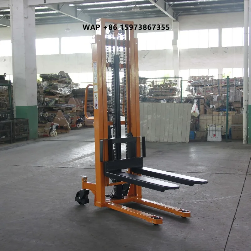 New Manual Hydraulic Pallet Stacker Forklift 2 Ton Lift with PU Wheels for Rough Terrain & Indoor/Outdoor Use Model SYG-II1030