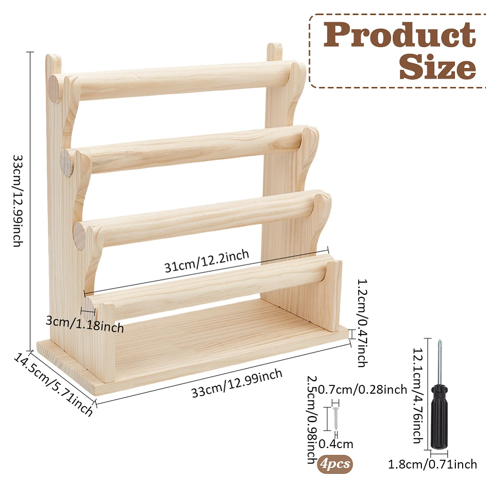4 Tiers Wooden Bracelet Holder White Wood Stand Necklace Display Jewelry Holder Display Stand Bangle