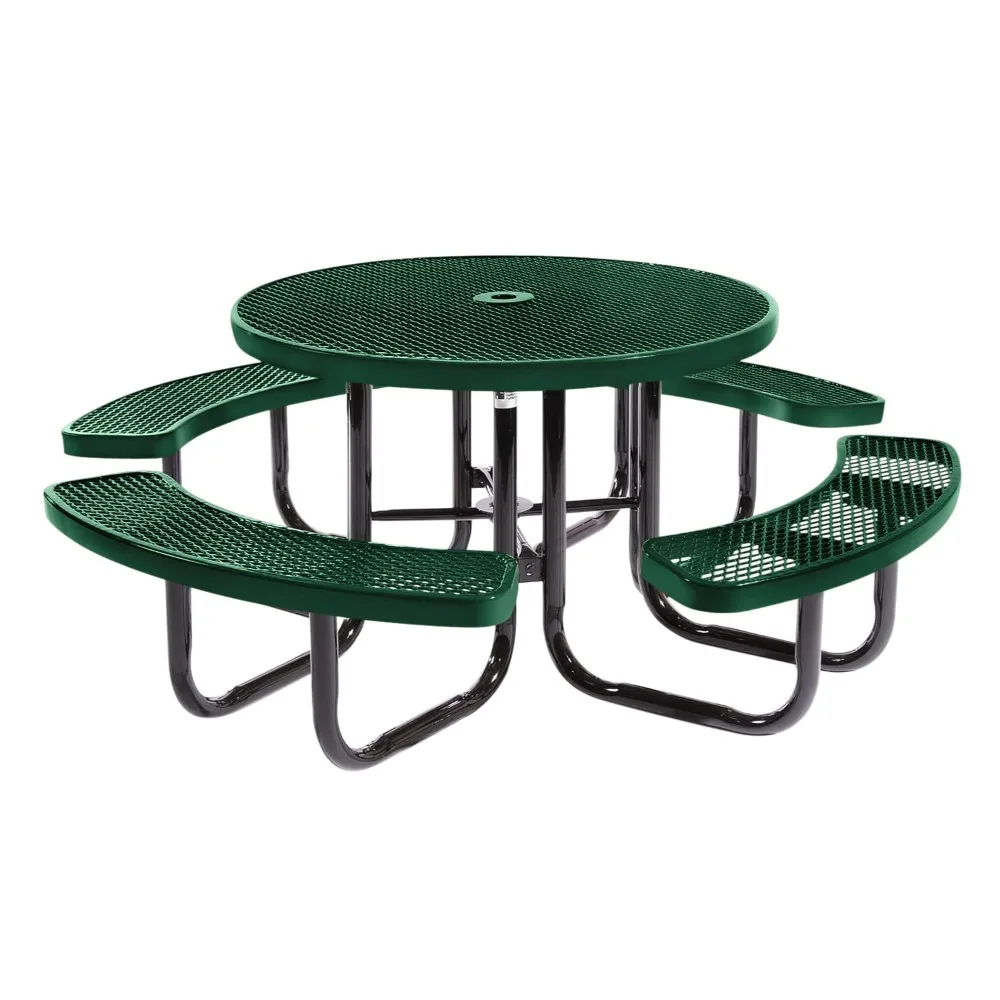 

Coated Outdoor Furniture Heavy-Duty Portable Outdoor Picnic Table with Umbrella Hole, Expanded Metal, Customized