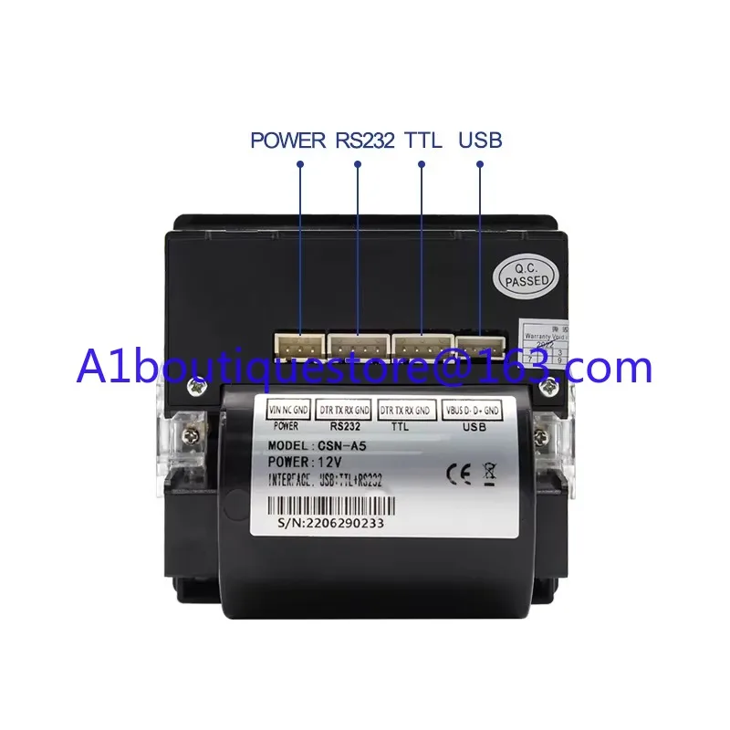 CSN-A5L Impressora térmica de montagem em painel de recibos micro integrada RS232/TTL/USB 5-9V de 2 polegadas