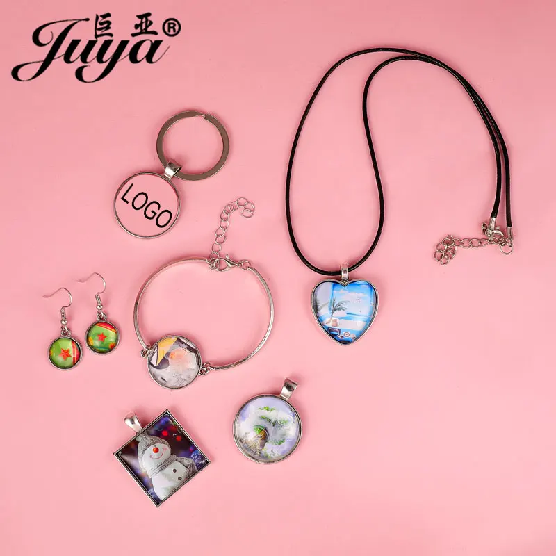 JUYA 10pcs Pendant Cabochon Base DIY Jewelry Making 25mm Inner Size Plated Crafts Setting Necklace jewellery Findings Accessory