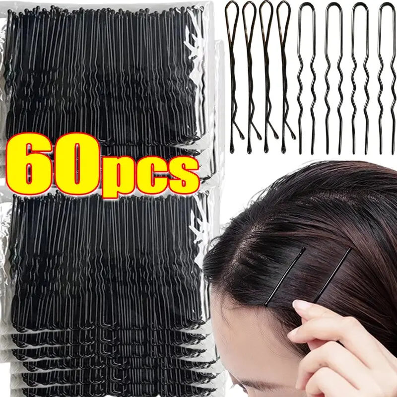 

600pcs Black Hair Clips U-Shaped Bobby Pin Invisible Wavy Hairpin Hairstyle Styling Metal Hair Grip Barrette Hair Accessories