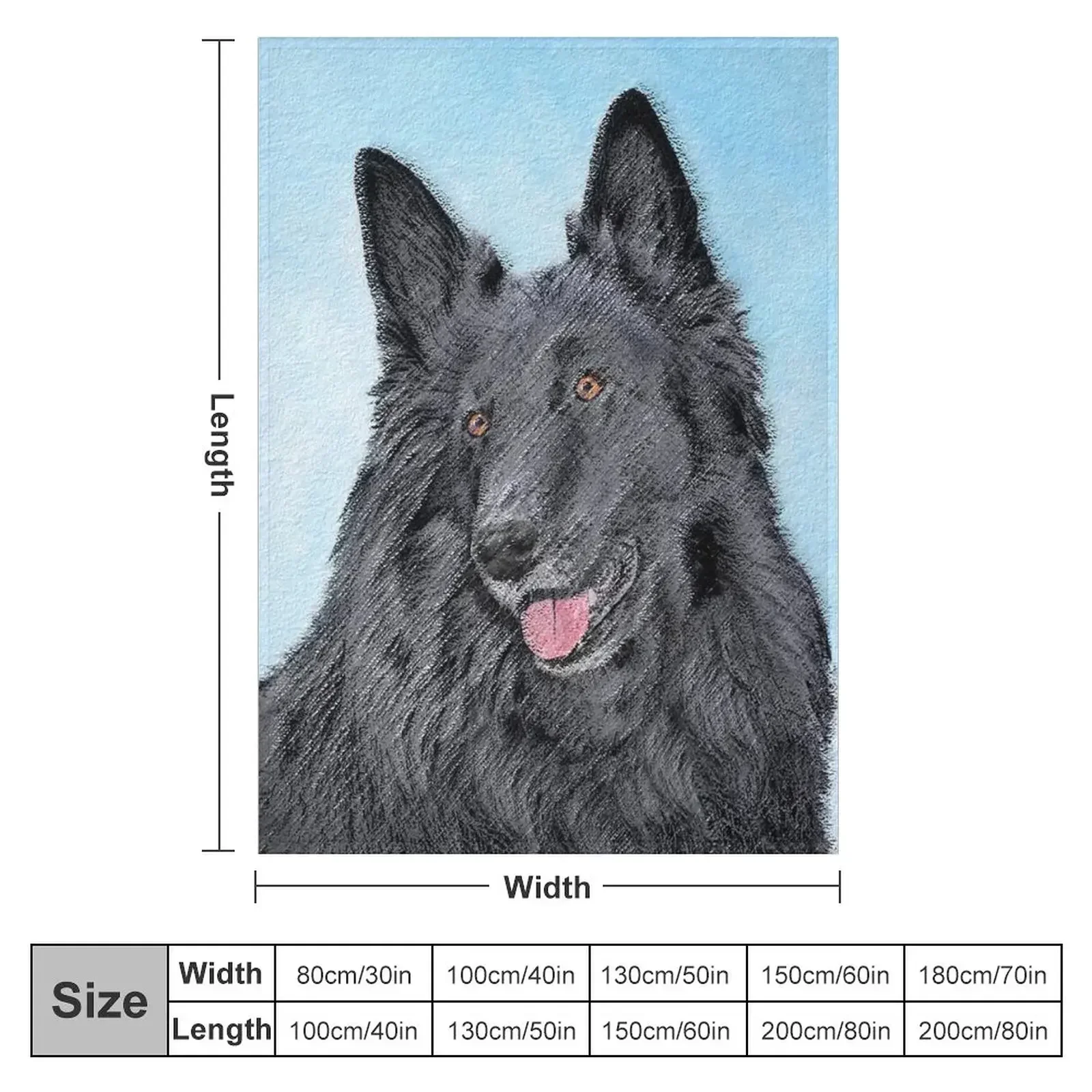 Belgian Sheepdog Painting - Cute Original Dog Art Throw Blanket couch cozy soft plush fuzzy picnic outdoor blanket