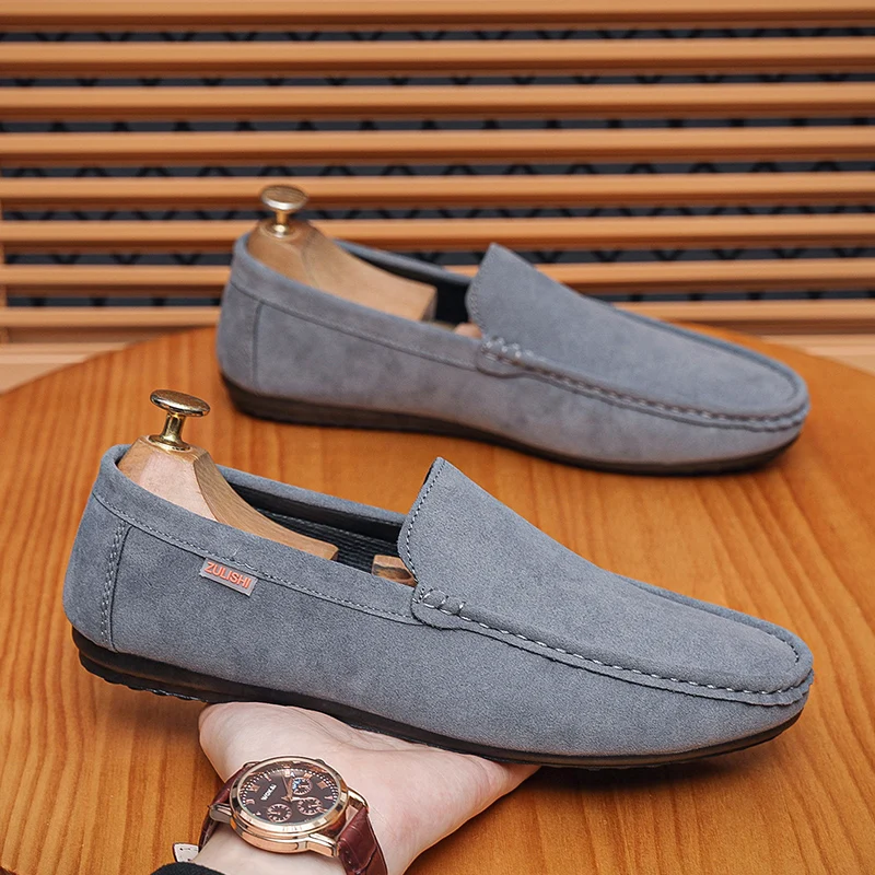 

Men's Genuine Leather Loafers Handcrafted Slip-On Shoes Breathable Comfortable Rubber Bottom Casual Formal Shoes