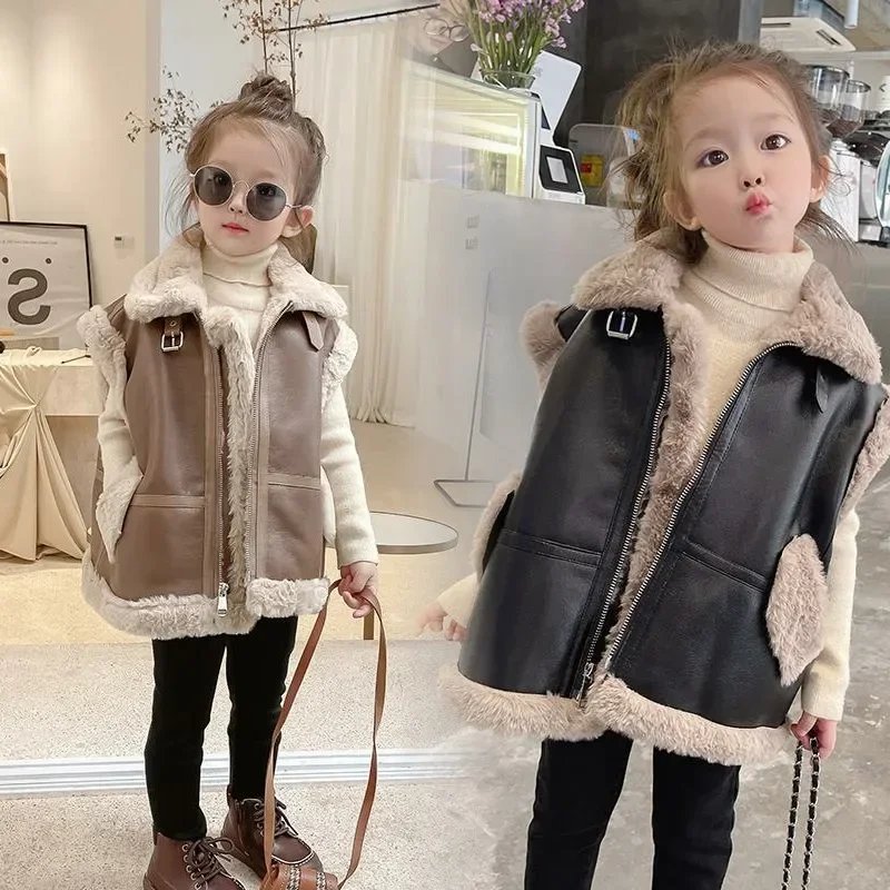 Dziewczęcy zimowa kamizelka coatbaby\'s zagraniczny styl dziecięca personalitymodna brandtrendy w stylu ulicznym w stylu koreańskim futrzany