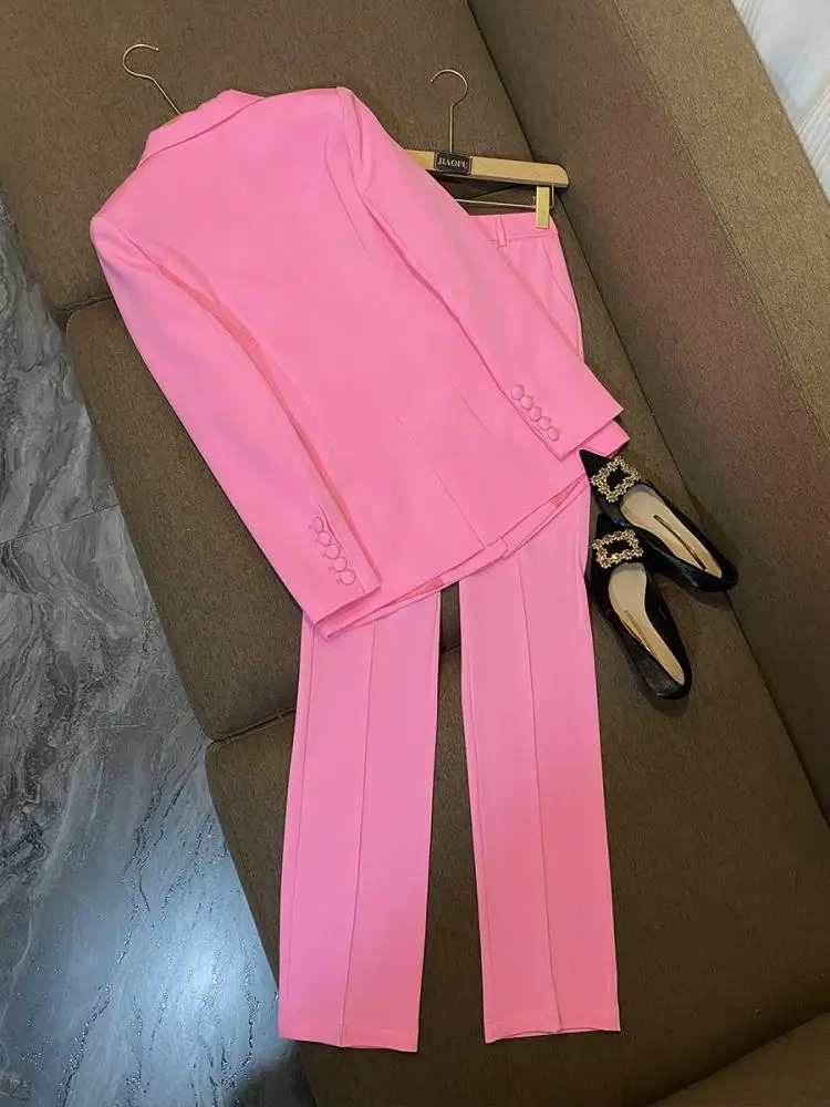 Модный комплект из двух предметов: костюм средней длины и брюки с пуговицами, профессиональная одежда Star Sle для женщин