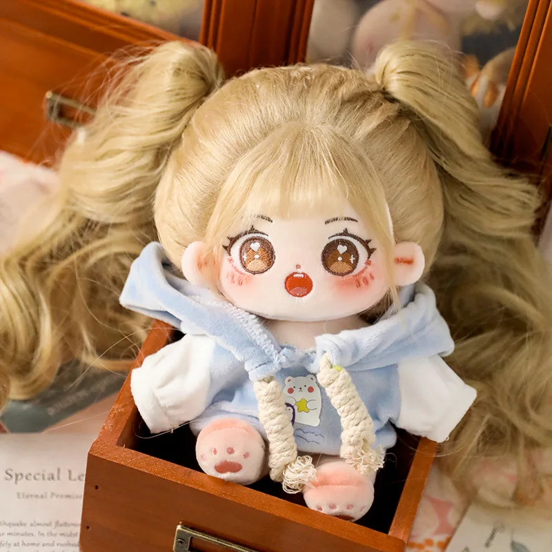 Kawaii Pluche Katoenen Pop Idool Gevulde Super Ster Figuur Poppen Blonde Haar Bruine Ogen Dikke Lichaam Meisje Pop Kan Van Kleding Veranderen Cadeau