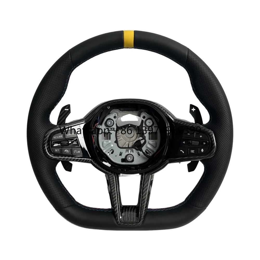 Carbon Fiber Leather Steering Wheel for BMW M2/M3/M4 X3 X5 G87 G80 G82 G20 G21 2020-2024, Sport Performance LCI Design