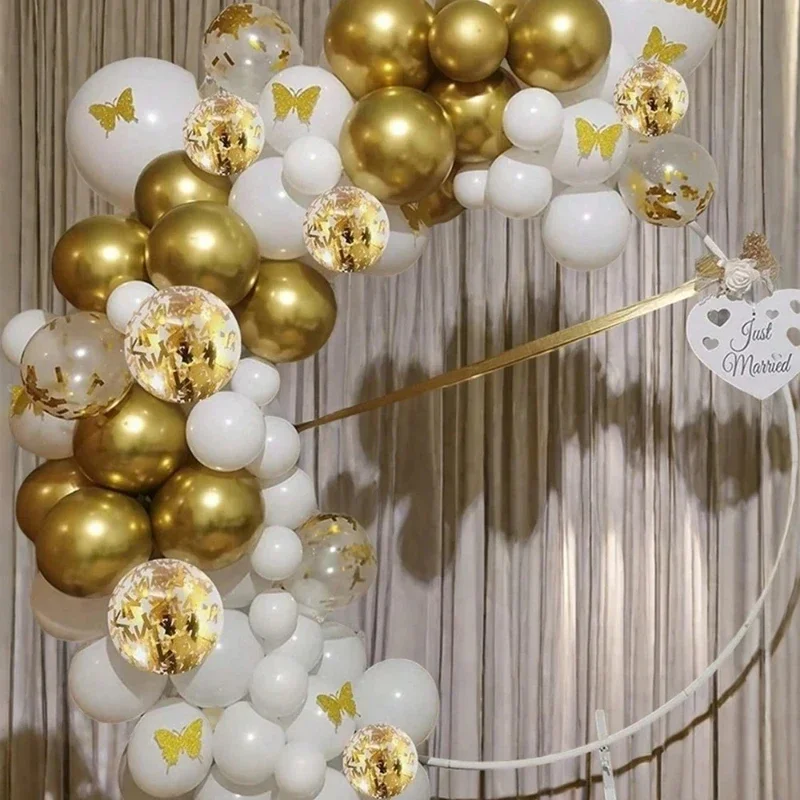 30 Stück 12 Zoll weiße und goldene Luftballons perlweiße Luftballons goldene Konfetti-Luftballons für Geburtstag, Hochzeiten, Jubiläumsfeier – Detail 4