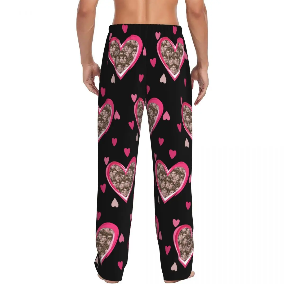 مخصص شخصية رئيس الوجه صور الحب محاط بنطلون بيجاما الرجال هدية عيد الحب ملابس خاصة النوم أسفل تمتد جيوب #3