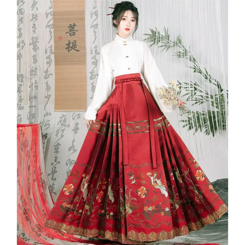 Yourqipao กระโปรงหน้าม้า Hanfu ชุดงานแต่งแบบจีนดั้งเดิมชุดราตรีเจ้าสาวปักลายฮันบกแบบดั้งเดิม