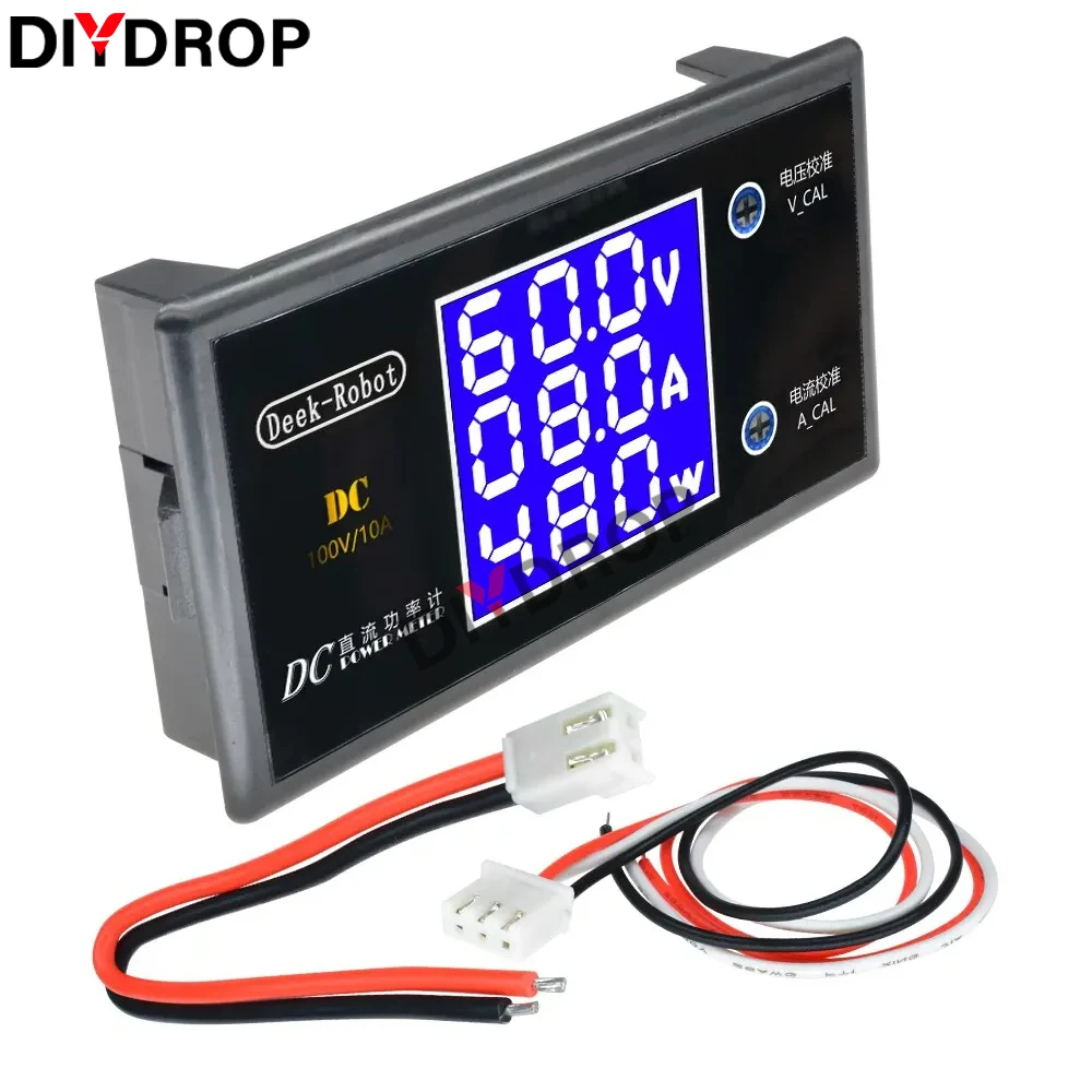 

LCD Digital Voltmeter Ammeter Wattmeter Voltage Current Power Meter Volt Detector Tester Monitor DC 0 to 100V 10A 1000W