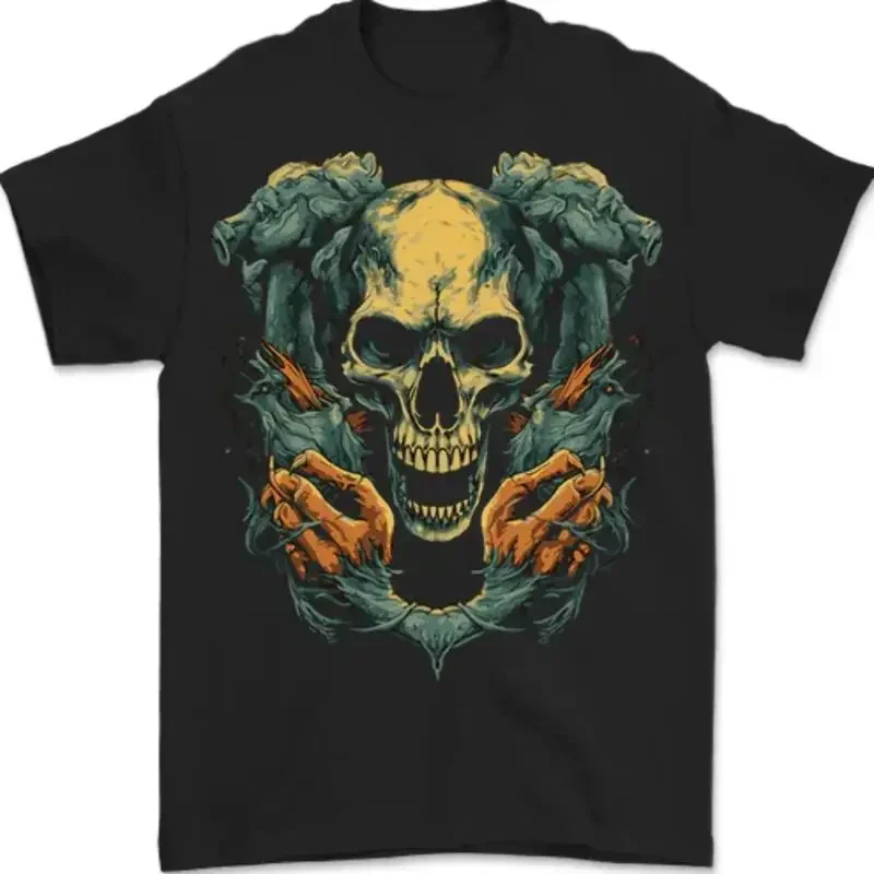 Wretched Skull Mal Demonic Halloween Demon T-Shirt Men's 100% Cotton