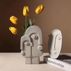 Nordic Creative Ceramic Face Vase, Simple Decoration, Bedroom Decor, Living Room, Porch Flower Arrangement, Home Decorat
