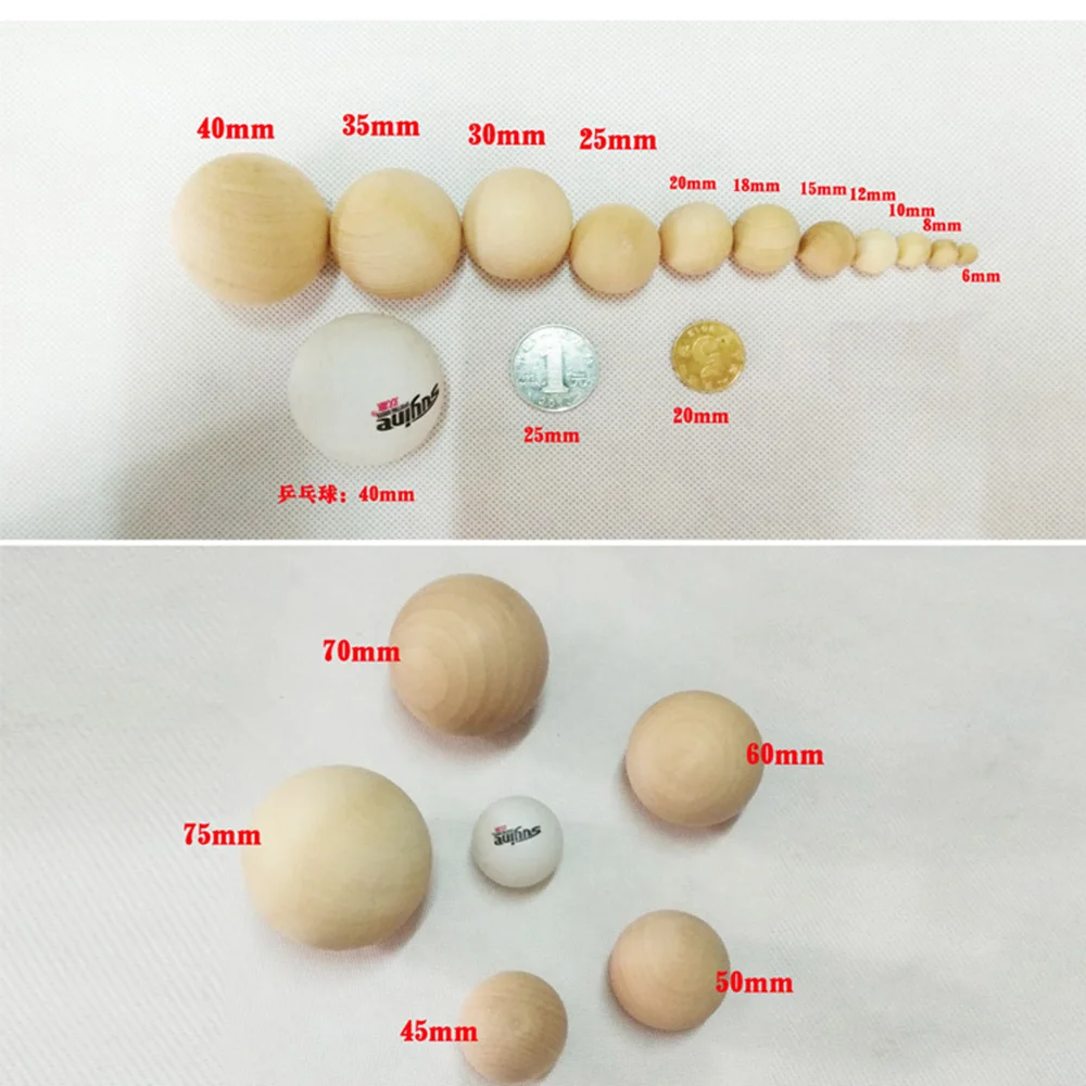 Handmade Wooden Ball Diy Without Holes Round Wooden Solid Wood  Jewelry Making Carving Natural Ball Round  Beads 6-60mm1-1000pcs