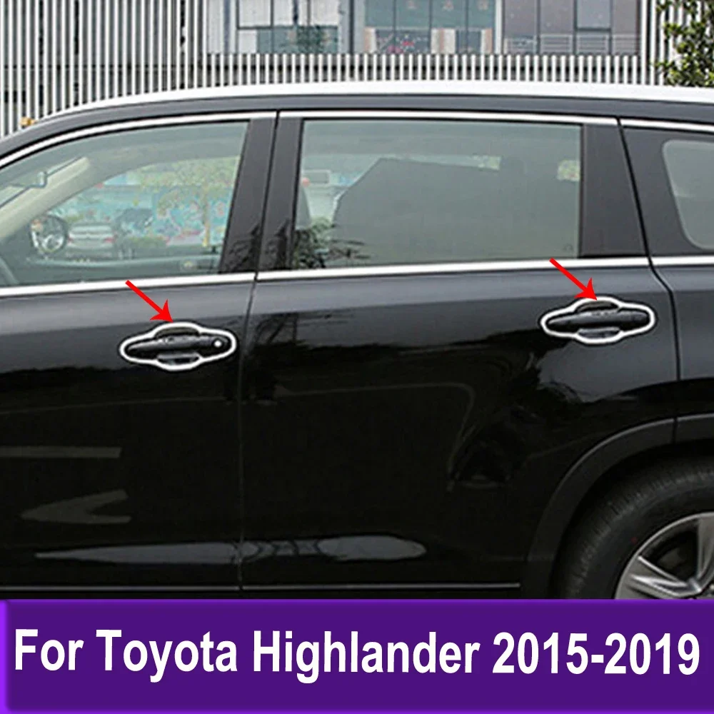 

Car Accessories Side Door Handle Bowl Cover Trim Sticker For Toyota Highlander 2015 2016 2017 2018 2019 ABS Chrome