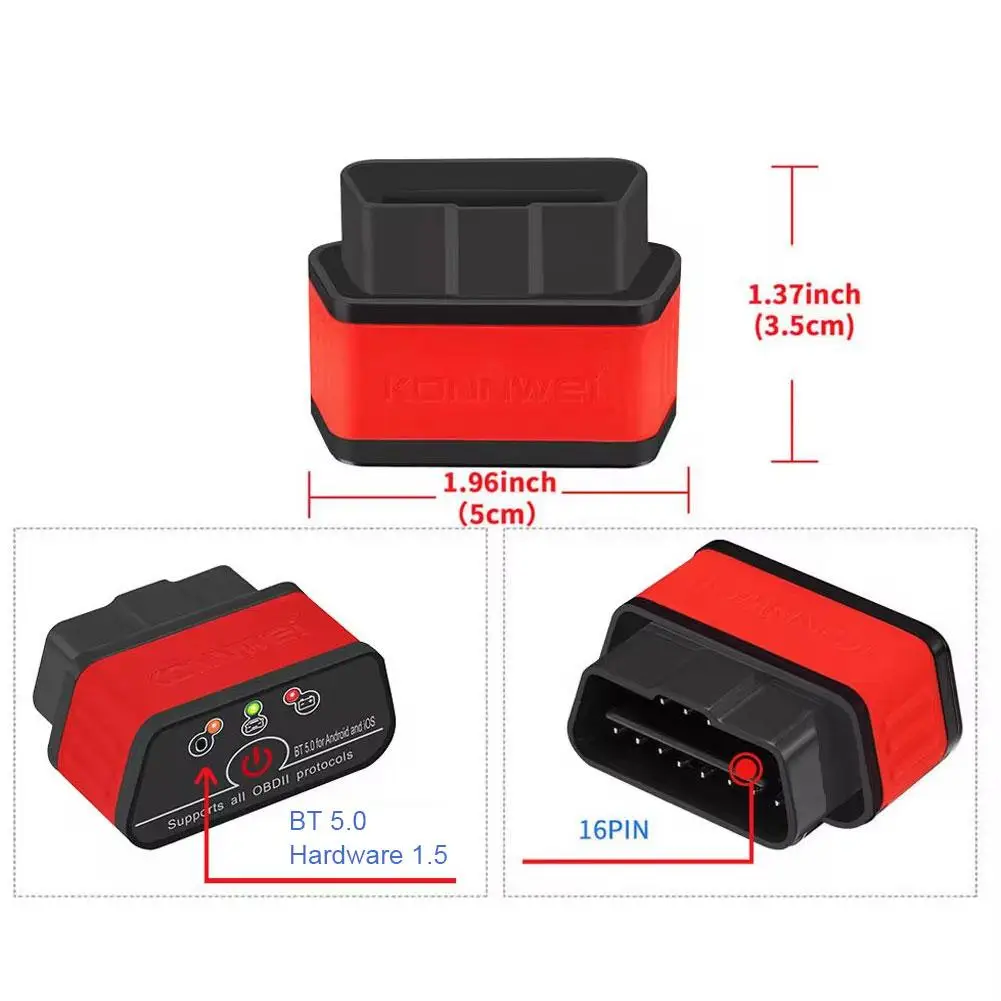 OBD II Automotive Fault KONNWEI Pro Diagnostic Instrument Decoder Portable Repair Auto Tools 5.0 Bluetooth Connection