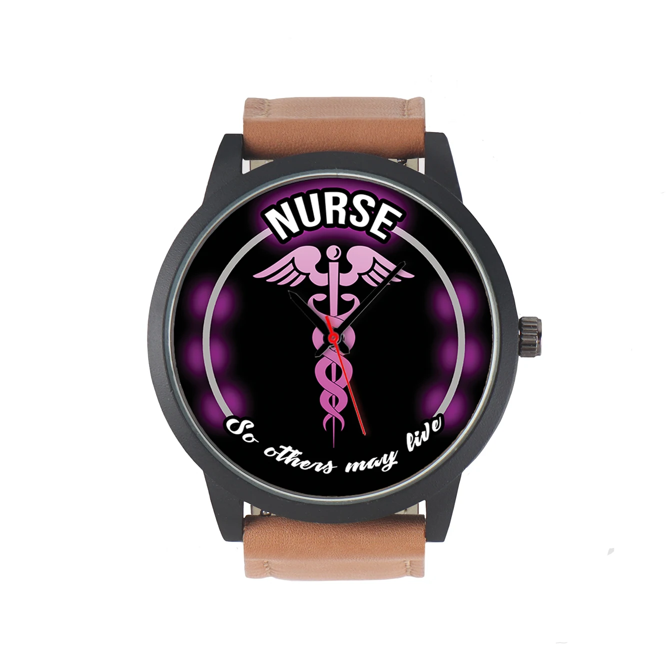 Customize Pattern Quartz Wrist Watch Men's 3Hands Unscaled Caduceus Design Nurse Medical Logo Gifts For Friend