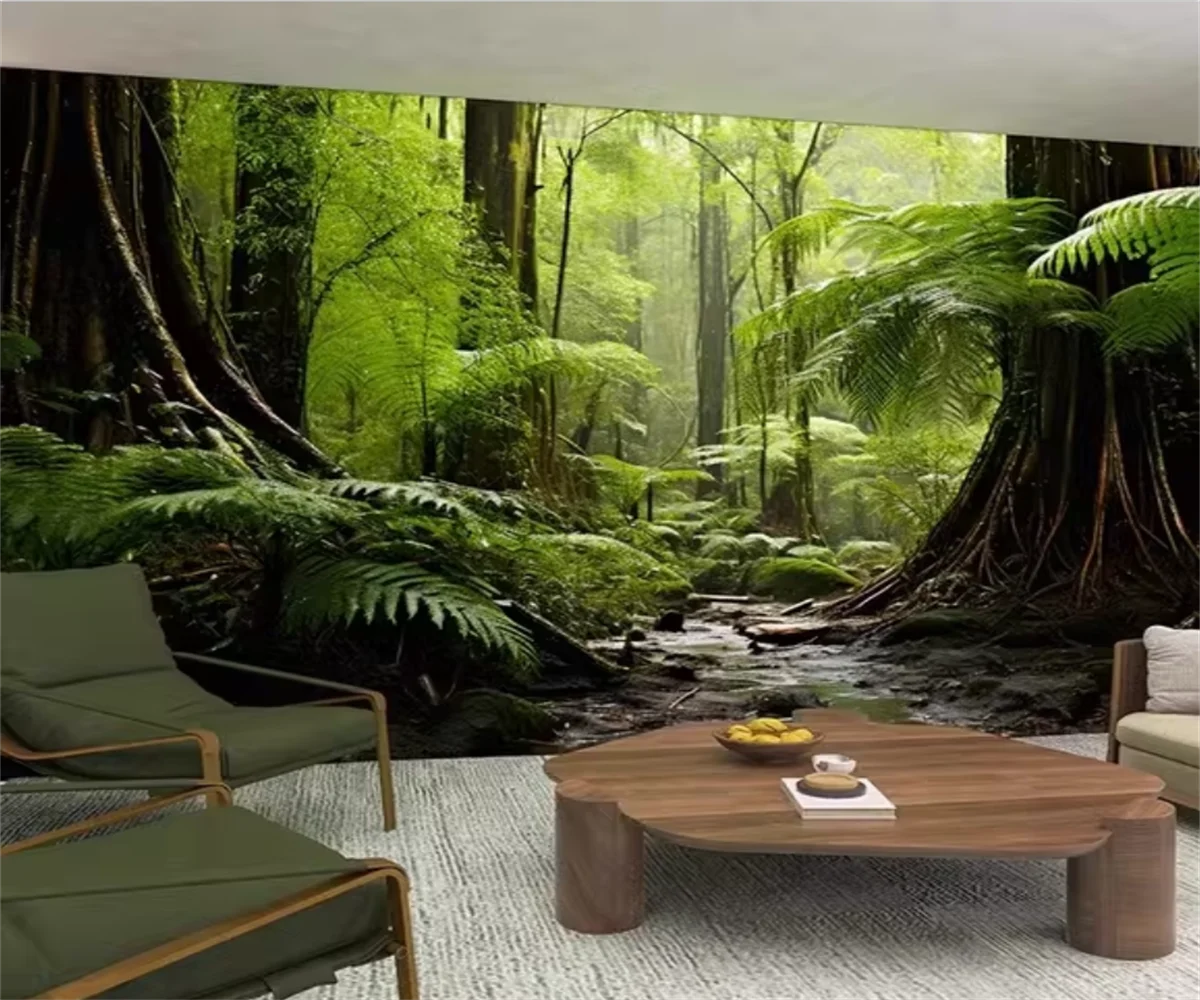 

3D обои с изображением леса, натуральный пейзаж, для ресторанов, кафе, визуальное расширение пространства, фоновая отделка стен, индивидуальный дизайн обоев