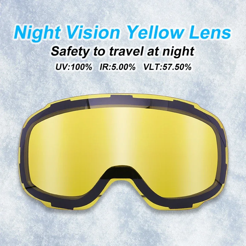 PHMAX Pro Magnetic Ski Goggles UV400 Anti-fog OTG Eyewear Lens Night Vision Yellow Lens Outdoor Sports Snowboard Snow Goggles