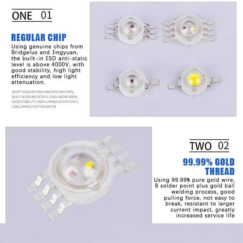 ~10Pcs High Power 0.5/1/1.5/3W Imitation Lumen LED Lamp Beads With High Brightness For DIY Lighting Flashlight Repairs
